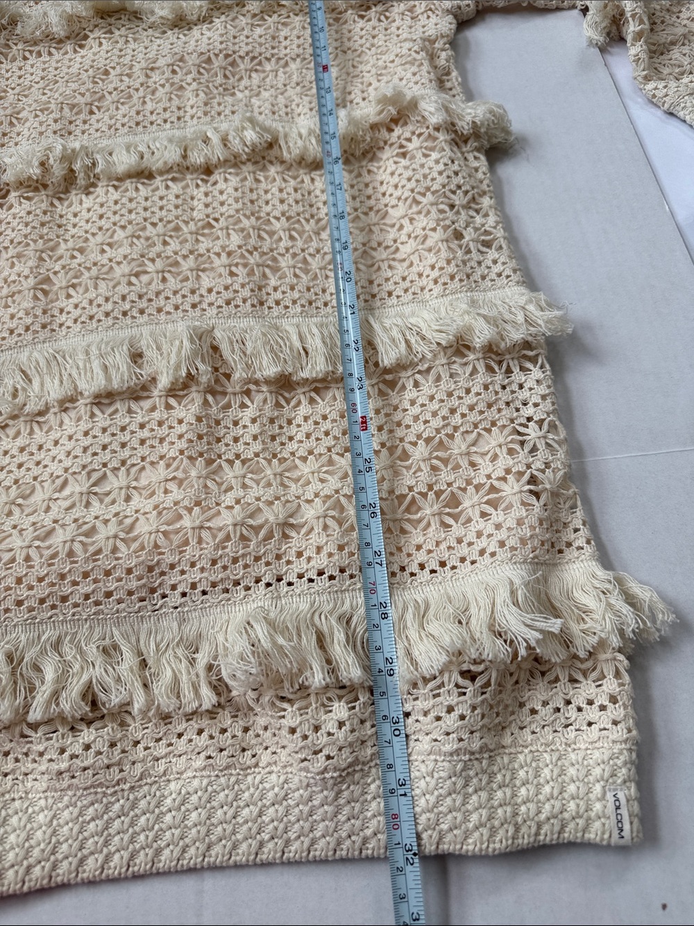 Volcom Mini Dress Crotchet Woven Boho Cream size Small - Picture 6 of 8